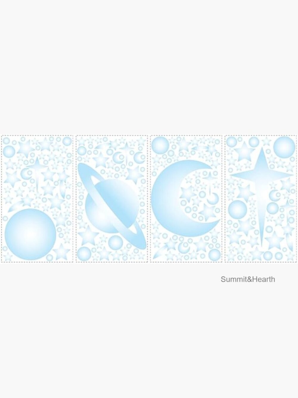 Glow in the Dark Peel and Stick Wall Decals, 258 Stars and Planets
